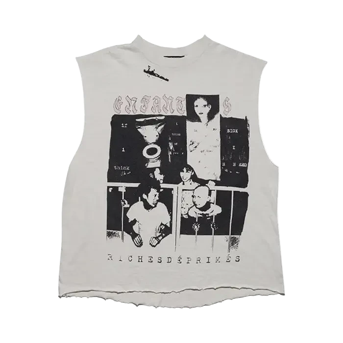 Enfants Riches Déprimés Endless Blockades Cut Off T-Shirt 'Faded White' - PASTFRWRD