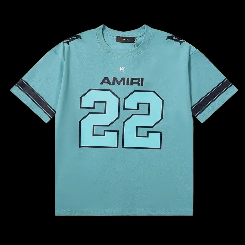 Amiri T-shirt in a vintage-inspired faded wash with ribbed crewneck and short sleeves.