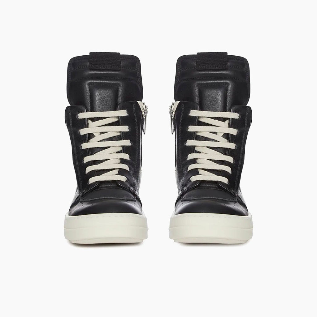 RICK OWENS MEGA BUMPER GEOBASKETS CLASSIC BLACK AND WHITE - PASTFRWRD