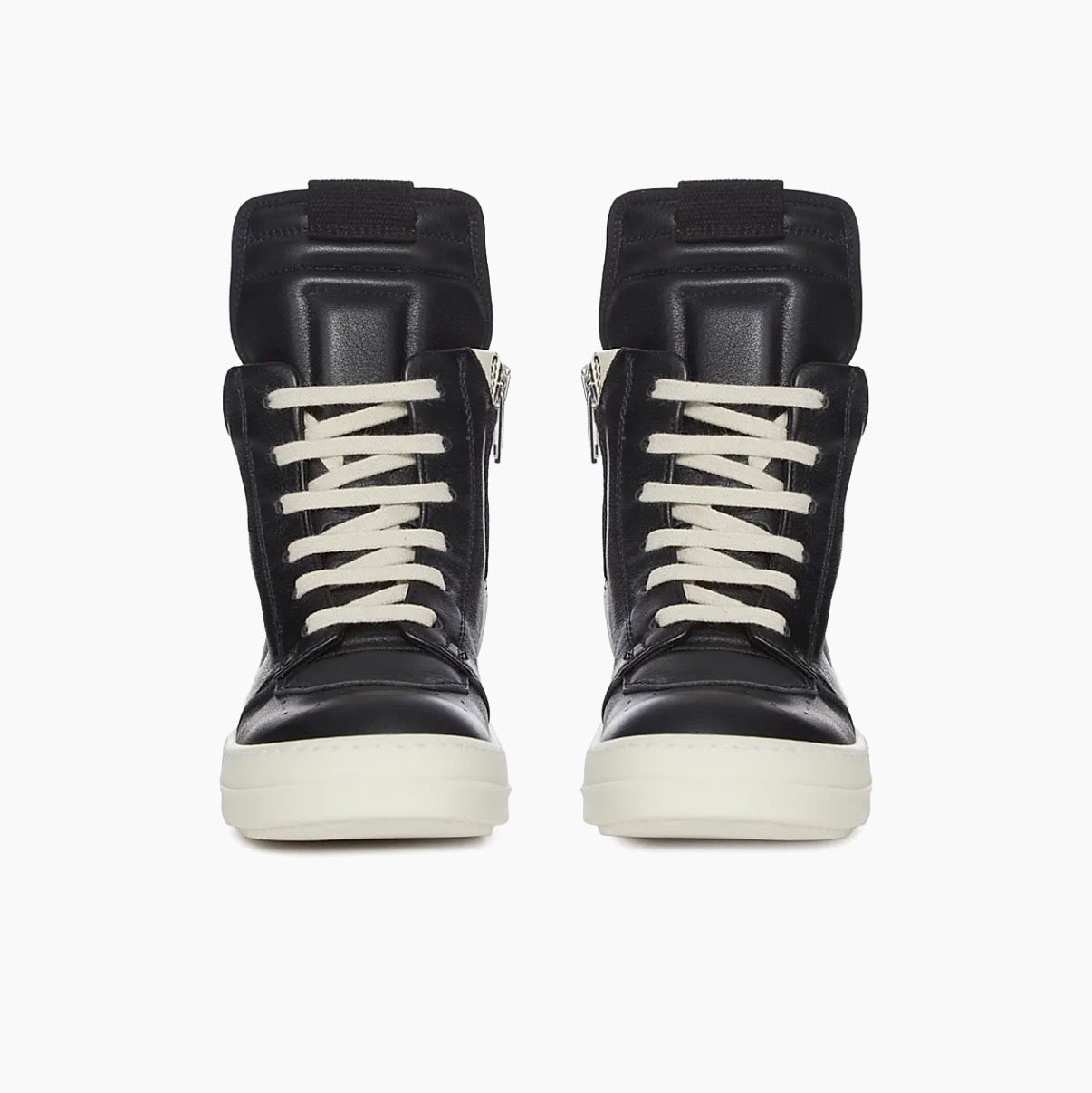 RICK OWENS MEGA BUMPER GEOBASKETS CLASSIC BLACK AND WHITE - PASTFRWRD