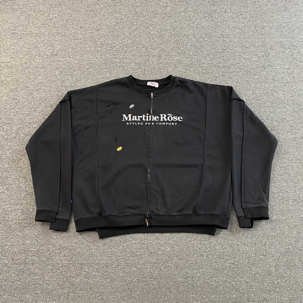 MARTIN ROSE DISTRESSED LOGO ZIP UP - PASTFRWRD