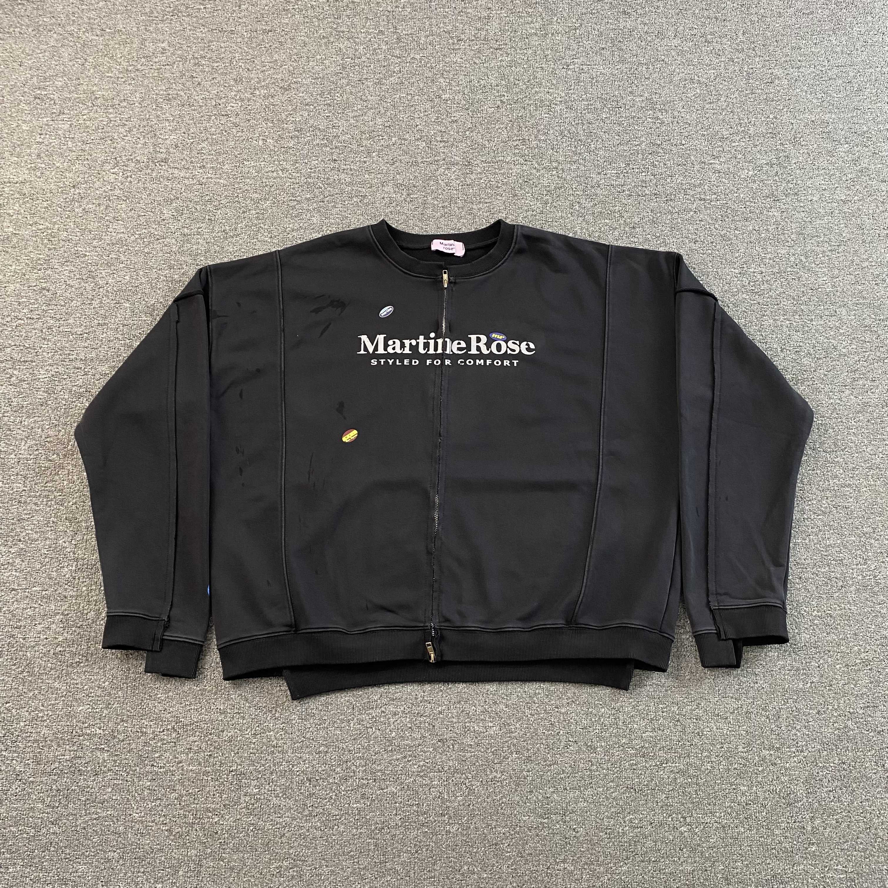 MARTIN ROSE DISTRESSED LOGO ZIP UP - PASTFRWRD