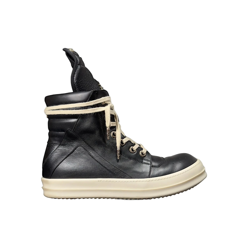 High-top Chrome Hearts X Rick Owens Geobasket sneaker with vintage faded cotton design