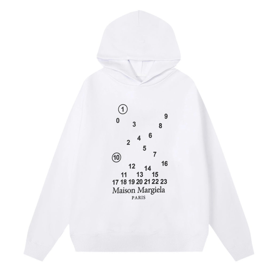 Maison Margiela hoodie in faded wash with Rhude Roadway Racing graphic on front and back.