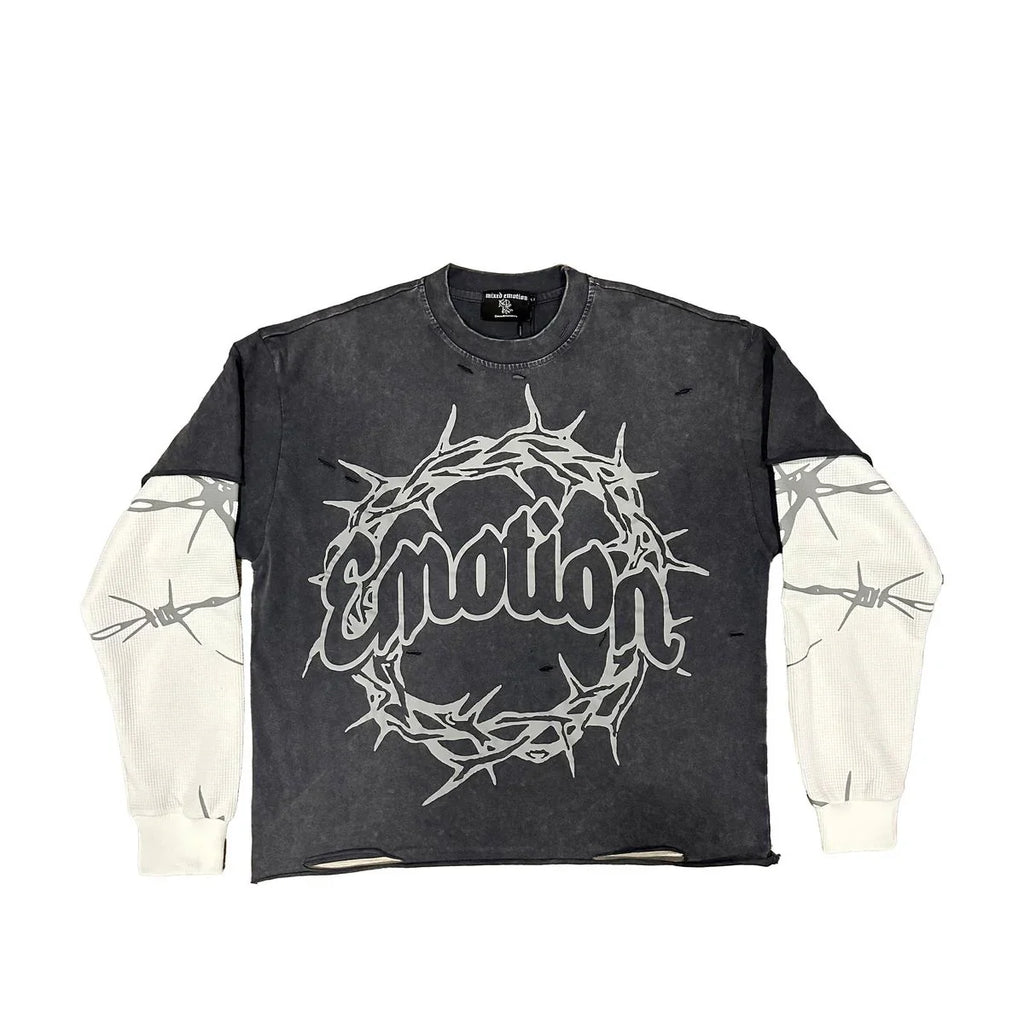 mixed emotions barbed wire 2-layer t shirt - PASTFRWRD