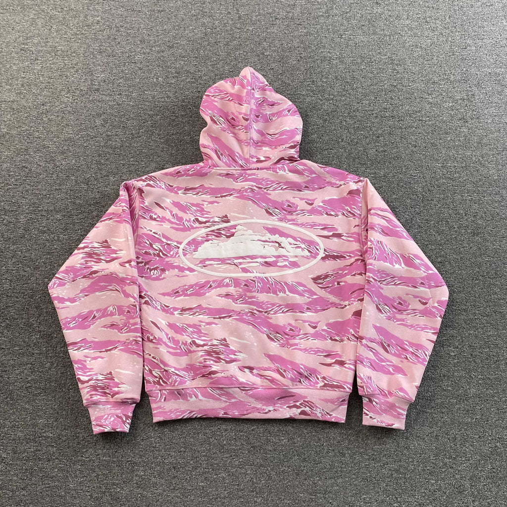 CORTEIZ ISLAND PUFF PRINT ZIP-UP JACKET PINK TIGER CAMO - PASTFRWRD