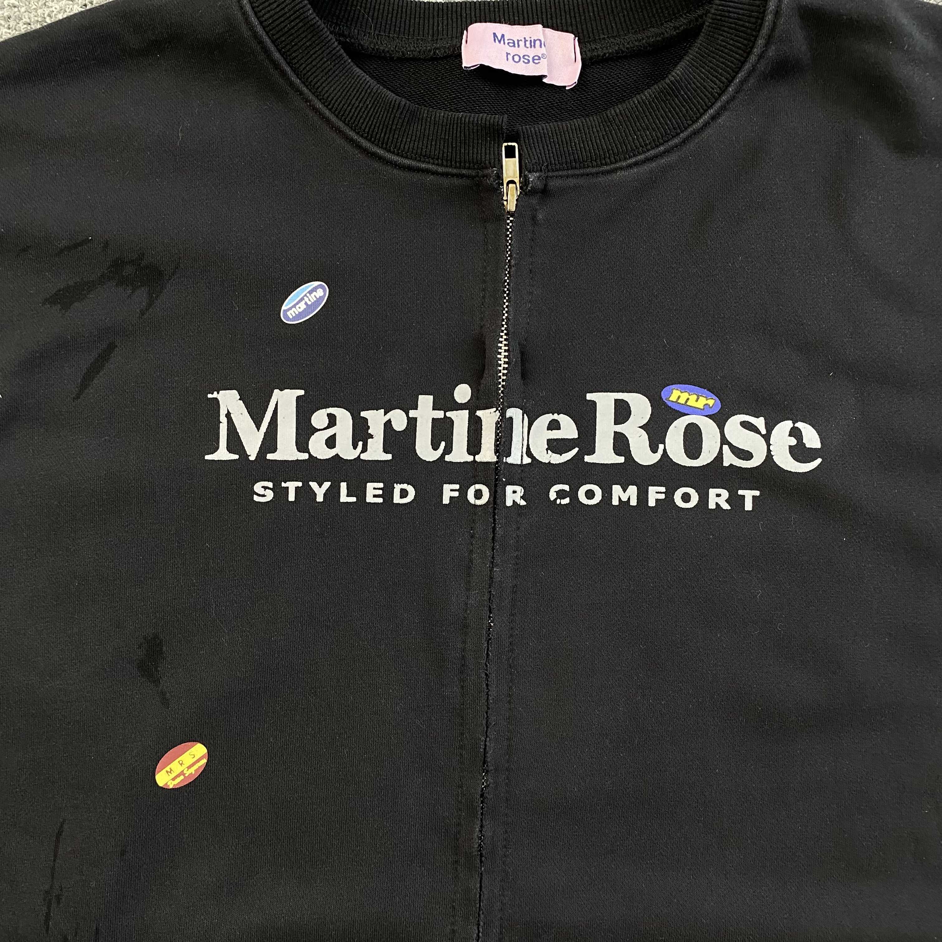 MARTIN ROSE DISTRESSED LOGO ZIP UP - PASTFRWRD