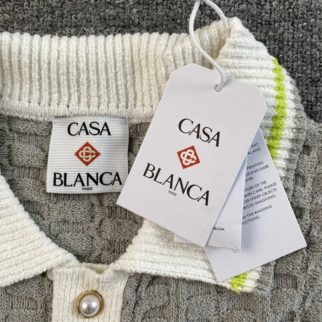 CASA BLANCA LONG SLEEVE BOUNCLE POLO T SHIRT - PASTFRWRD