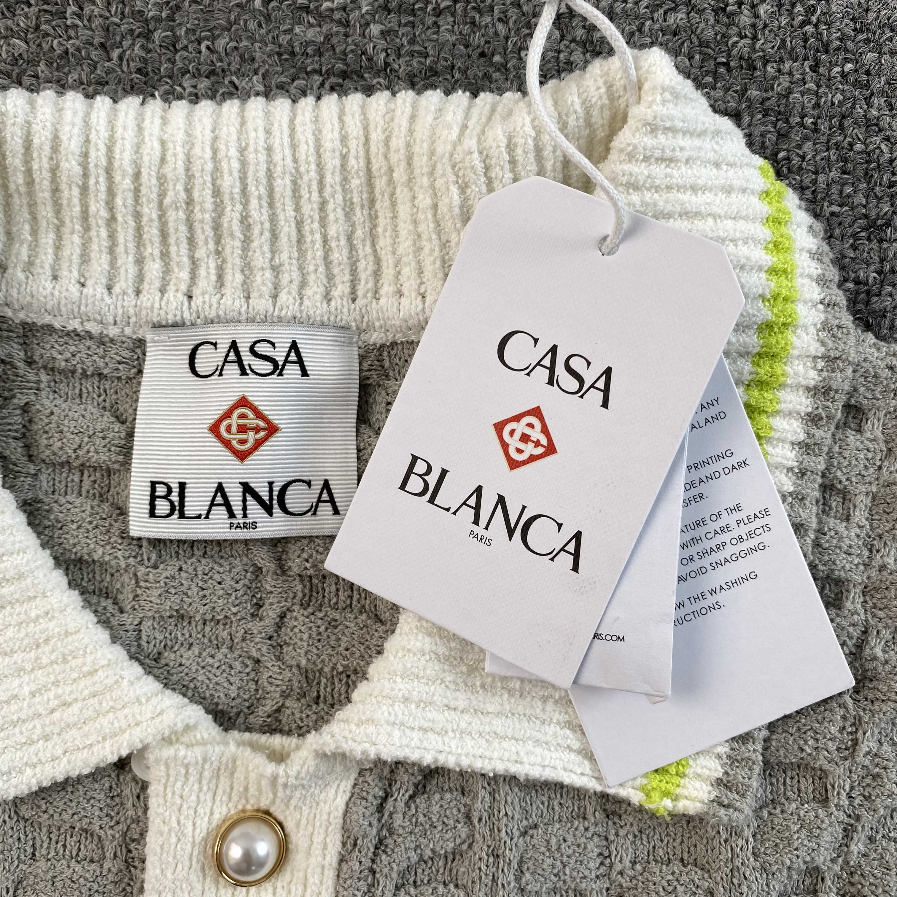 CASA BLANCA LONG SLEEVE BOUNCLE POLO T SHIRT - PASTFRWRD