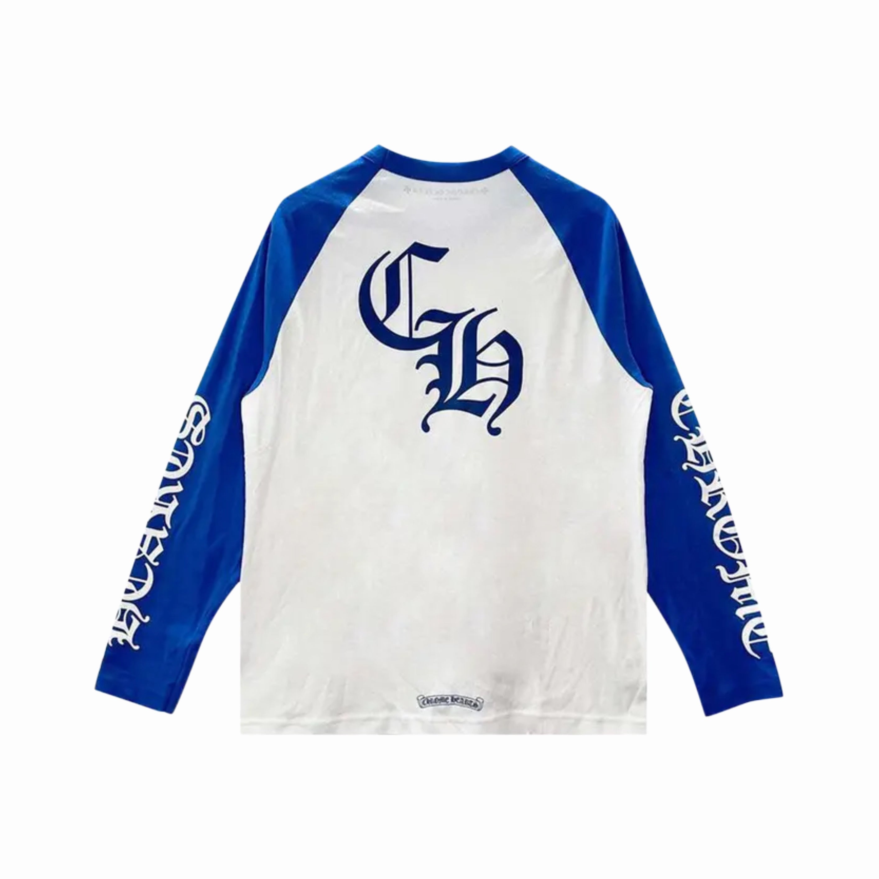 Chrome Hearts Long-Sleeve Horseshoe Baseball Tee 'White/Blue' - PASTFRWRD