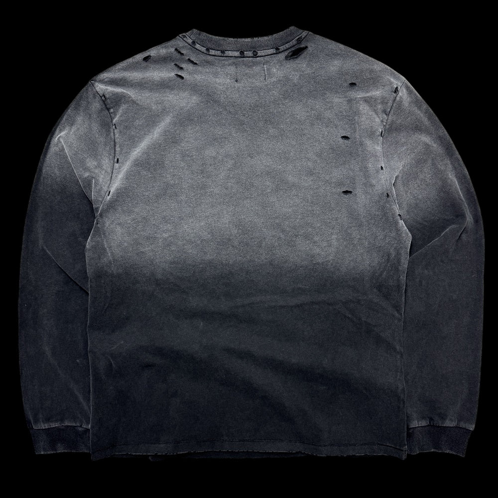 Black cotton vintage-wash T-shirt with ENFANTS RICHES DÉPRIMÉS logo and ribbed crewneck