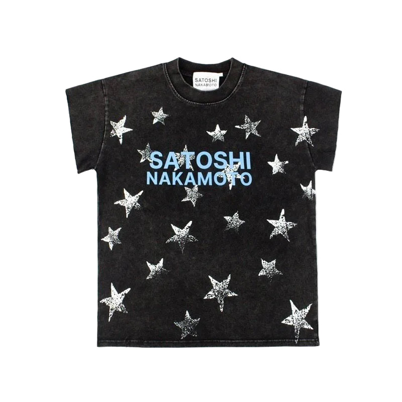 SATOSHI NAKAMOTO TYLER CUT OFF STARS T-SHIRT - PASTFRWRD