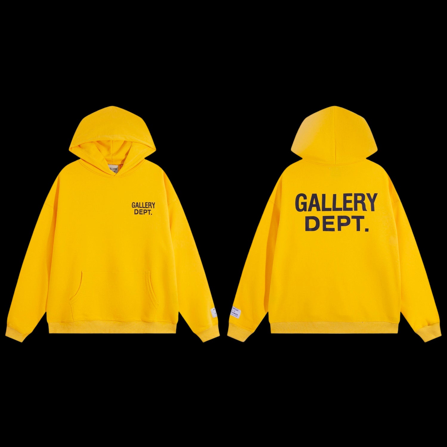 A gray hoodie featuring a bold GD logo print, designed for comfort and casual style.