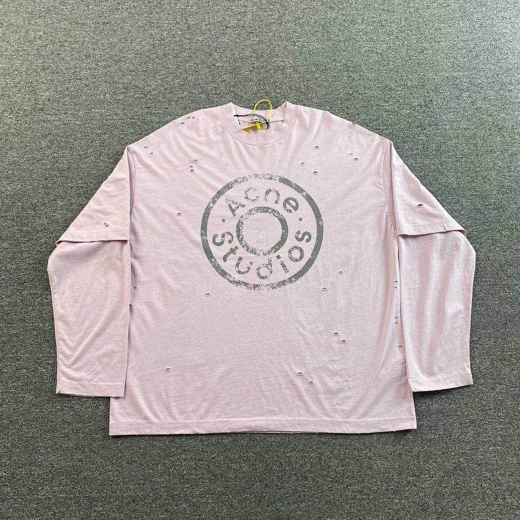 ACNE STUDIOS LAYERED LOGO T SHIRT PINK - PASTFRWRD