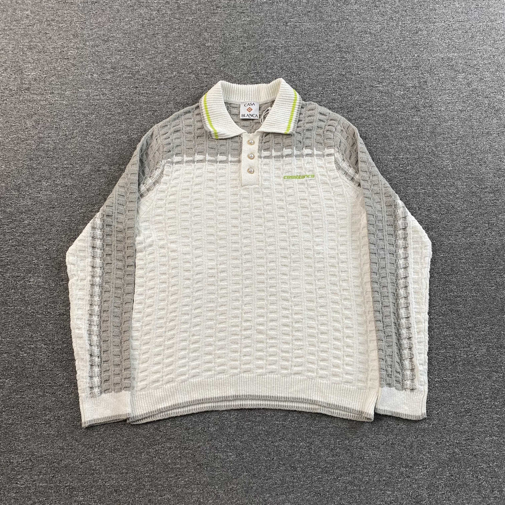 CASA BLANCA LONG SLEEVE BOUNCLE POLO T SHIRT - PASTFRWRD