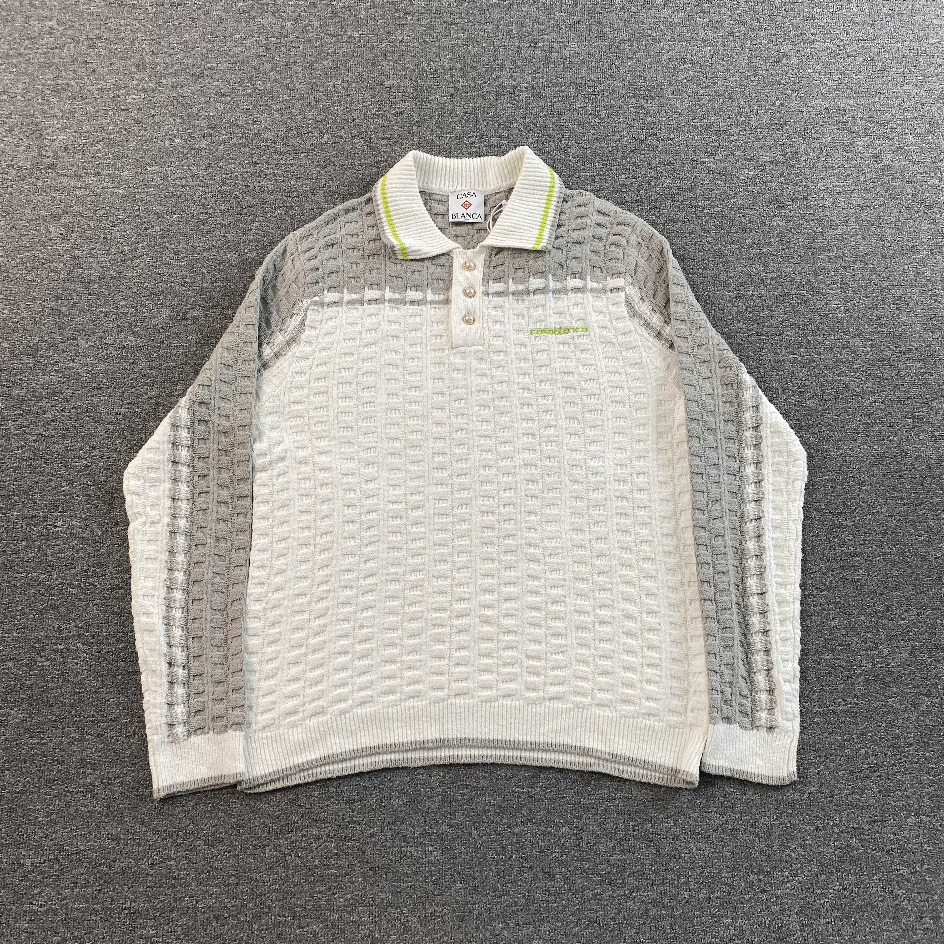 CASA BLANCA LONG SLEEVE BOUNCLE POLO T SHIRT - PASTFRWRD