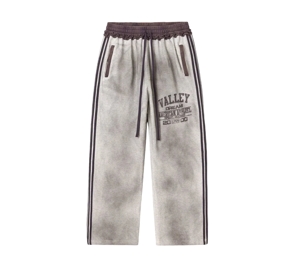 Vale Forever sweatpants with distressed details and a faded vintage wash in heavyweight cotton.