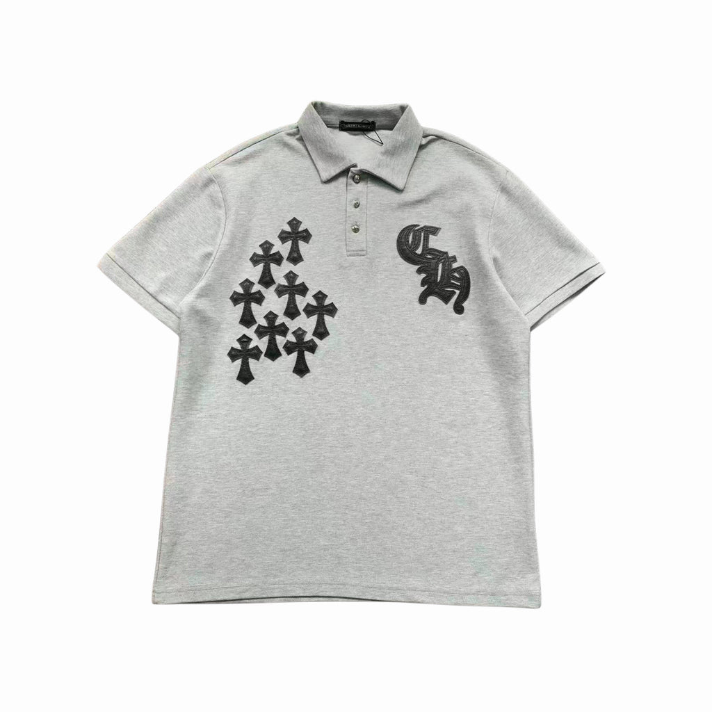CHROME HEARTS CROSS PATCH POLO T SHIRT - PASTFRWRD