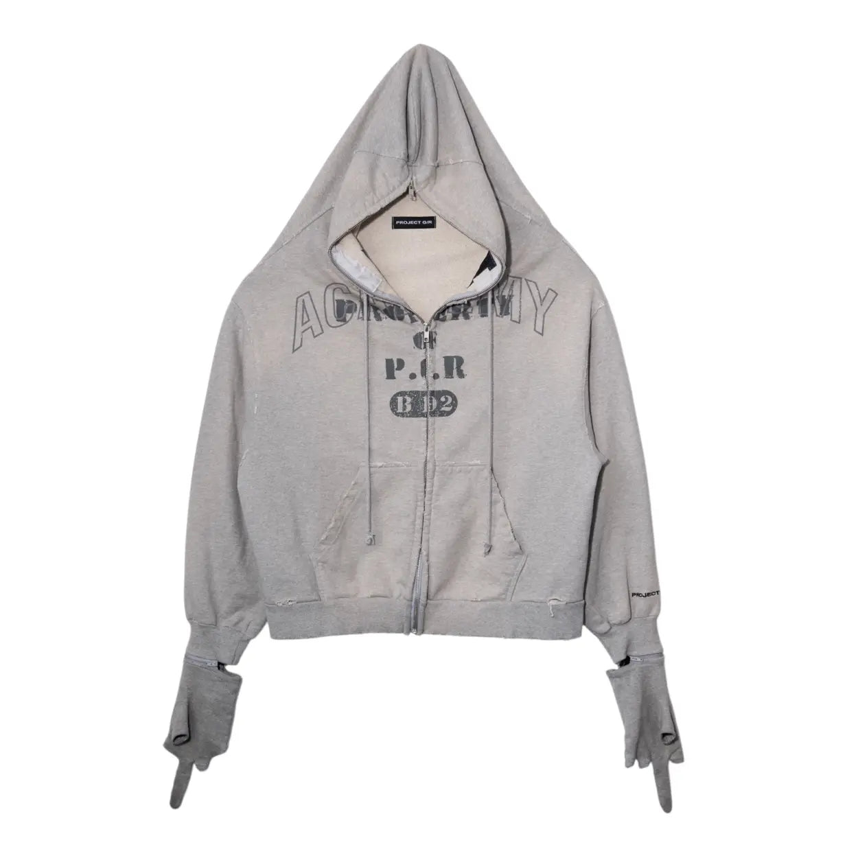 Project G/R Zygon Zip Up Hooded Sweatshirt Grey
