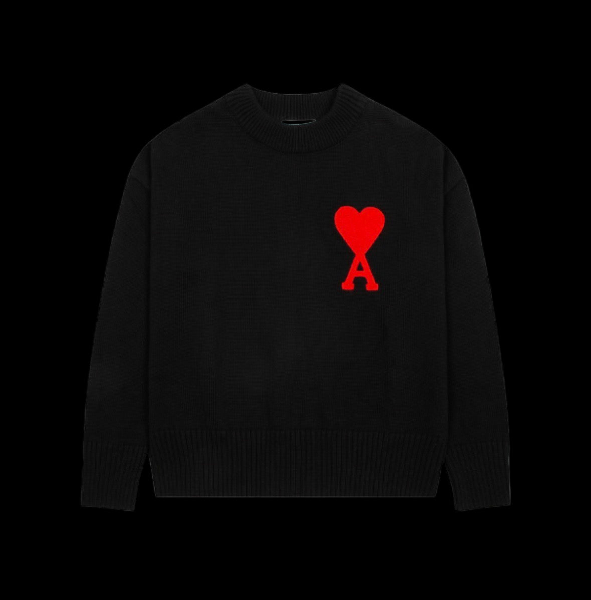 Ami Paris sweater in heavyweight cotton with a ribbed crewneck and short sleeves.