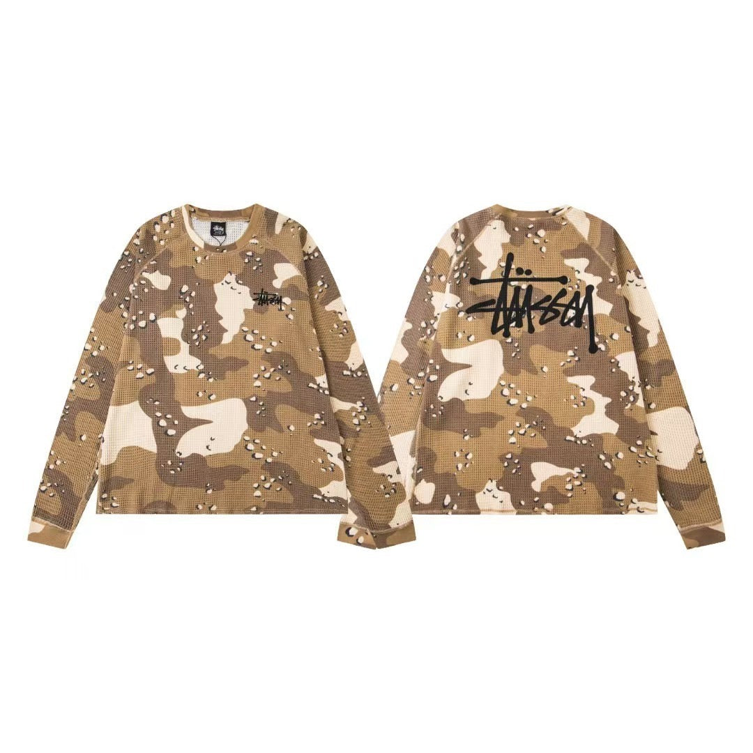 STUSSY CAMOUFLAGE THERMAL SWEATSHIRT - PASTFRWRD