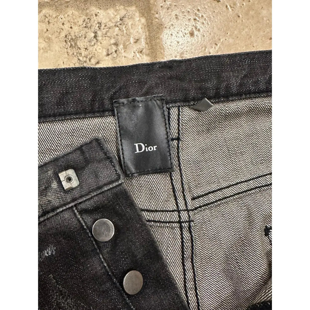 Dior x Hedi Slimane AW05 Black Grey Waxed Luster Denim - PASTFRWRD