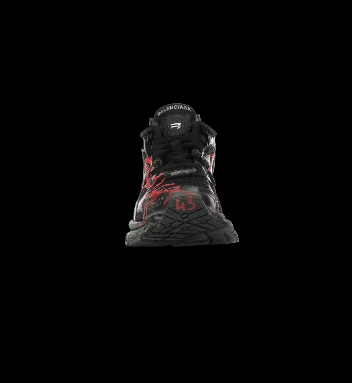 Balenciaga Runner Graffiti shirt with vintage faded wash and Rhude Roadway Racing graphics