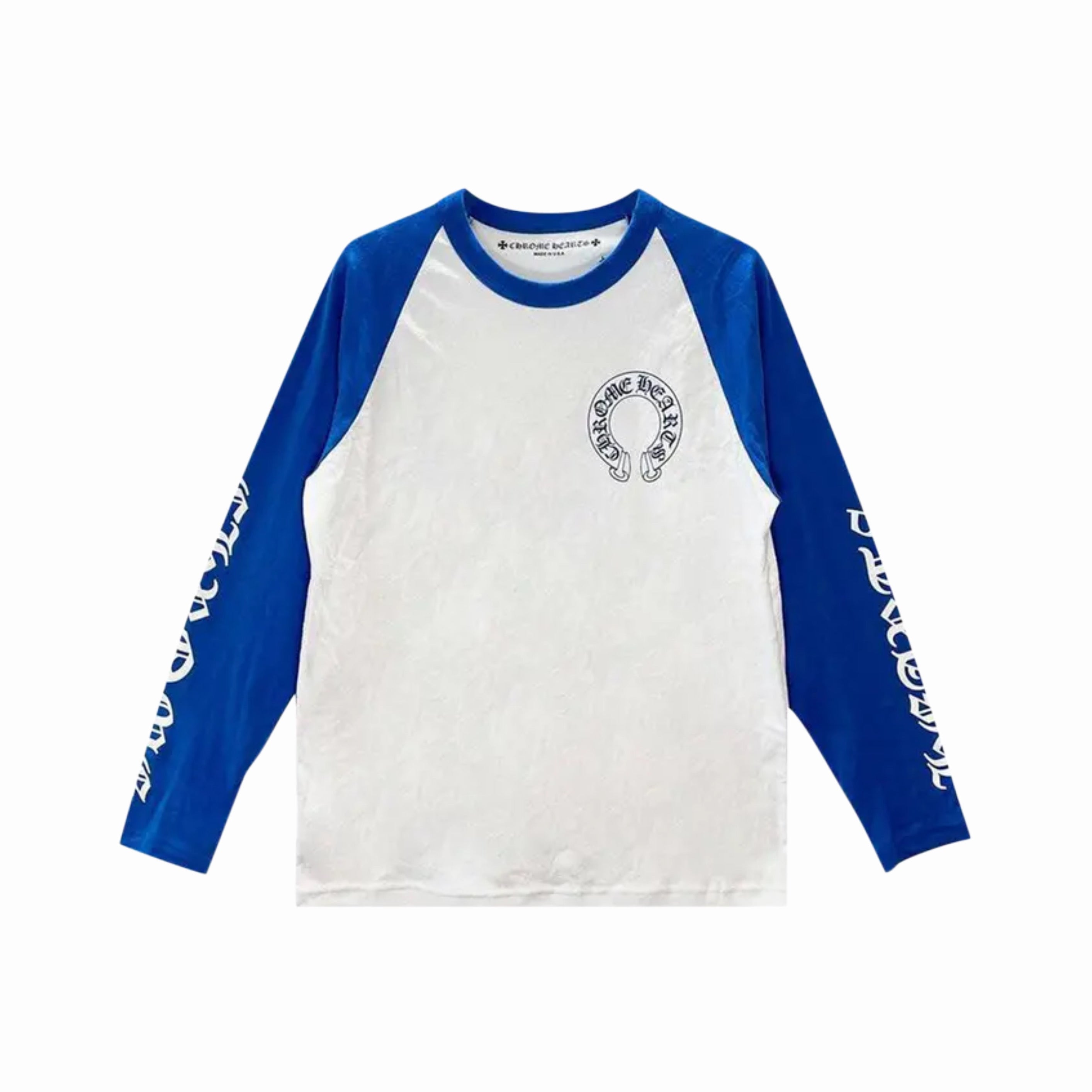 Chrome Hearts Long-Sleeve Horseshoe Baseball Tee 'White/Blue' - PASTFRWRD