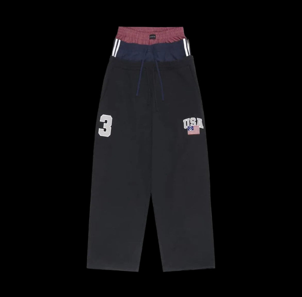 Triple layered sweatpants in heavyweight cotton with a vintage faded wash and unique graphics.