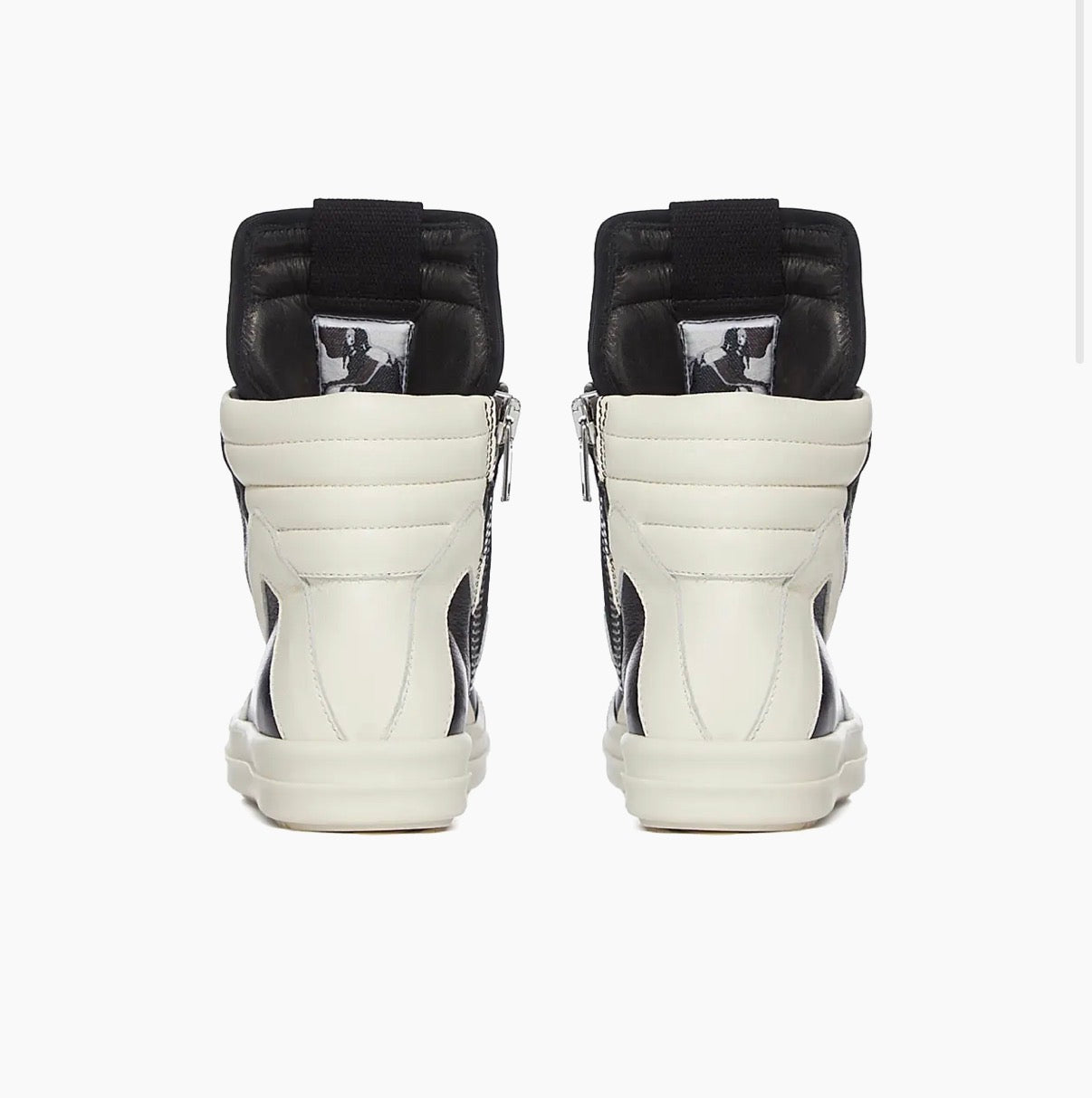 RICK OWENS MEGA BUMPER GEOBASKETS CLASSIC BLACK AND WHITE - PASTFRWRD