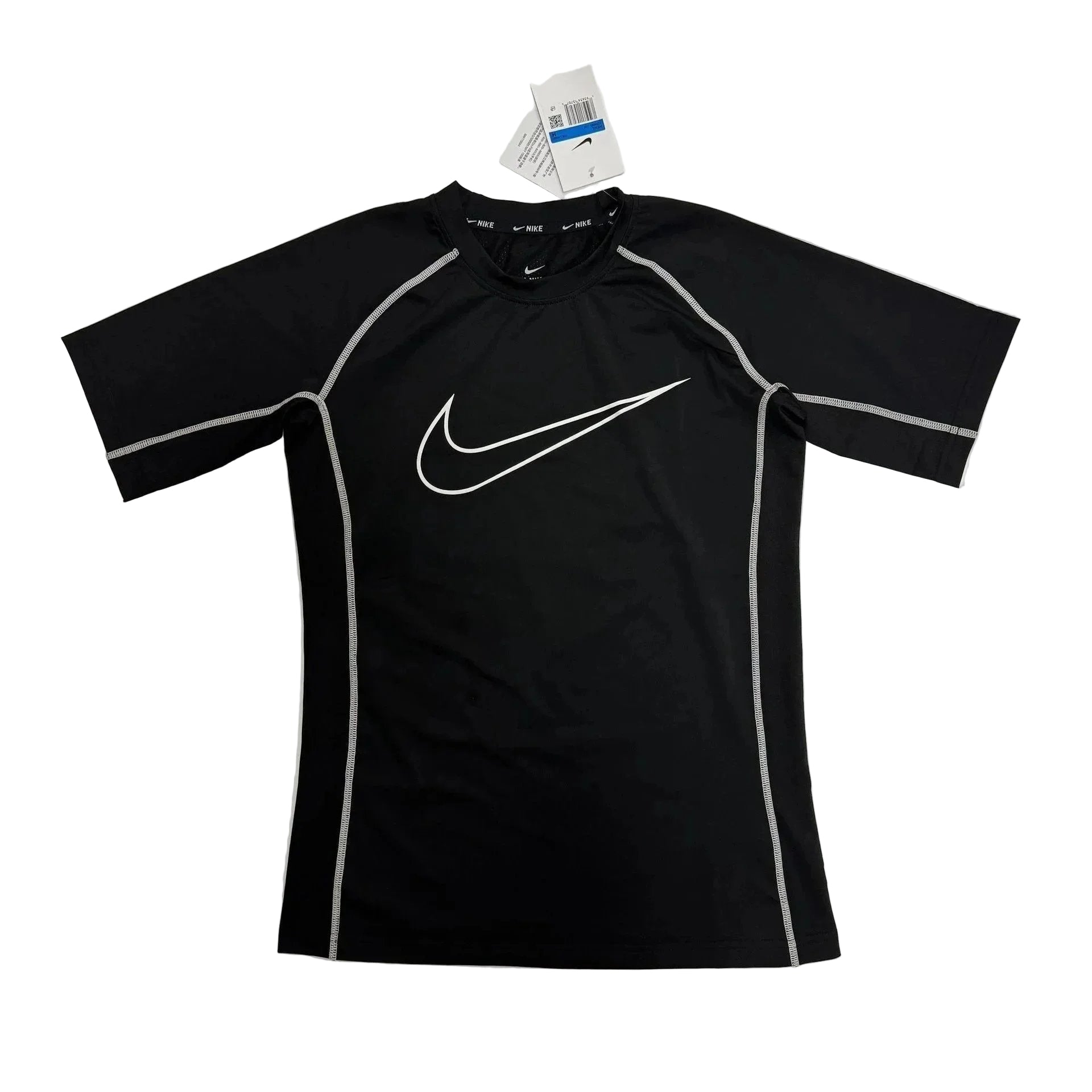 Nike Pro Dri-Fit compression T-shirt with ribbed neckline and short sleeves in faded wash