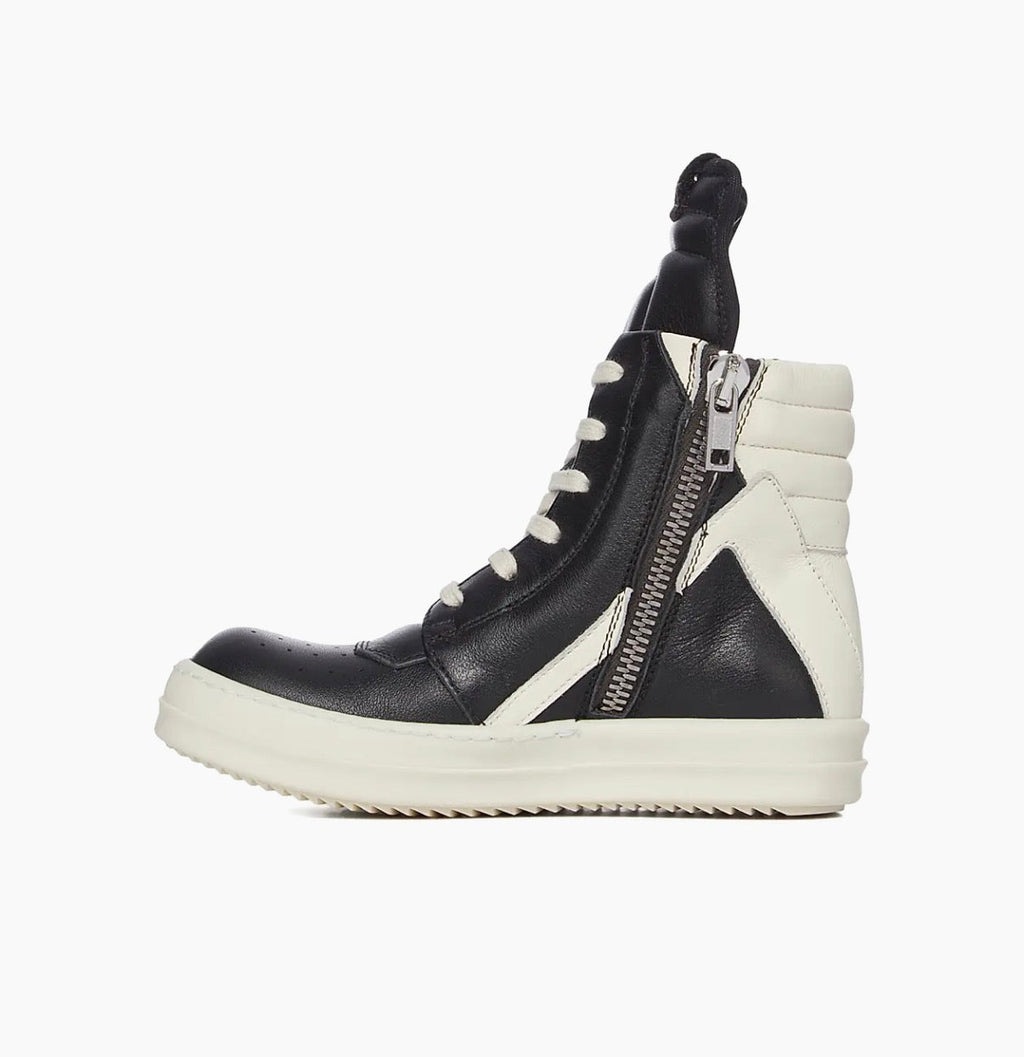 RICK OWENS MEGA BUMPER GEOBASKETS CLASSIC BLACK AND WHITE - PASTFRWRD
