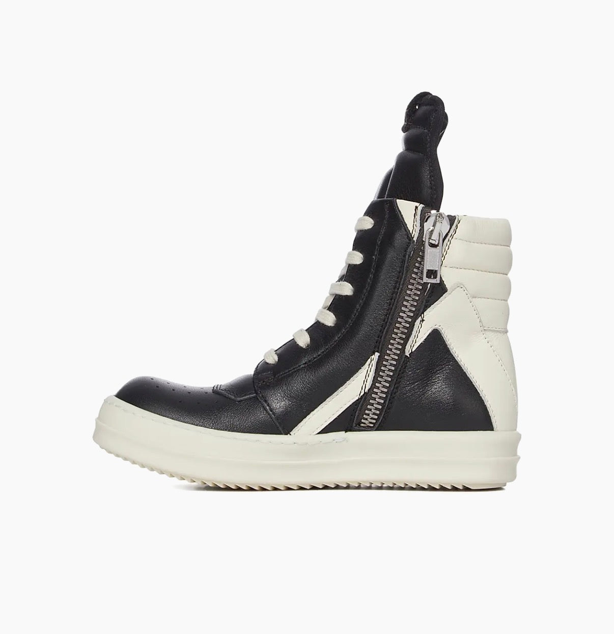 RICK OWENS MEGA BUMPER GEOBASKETS CLASSIC BLACK AND WHITE - PASTFRWRD