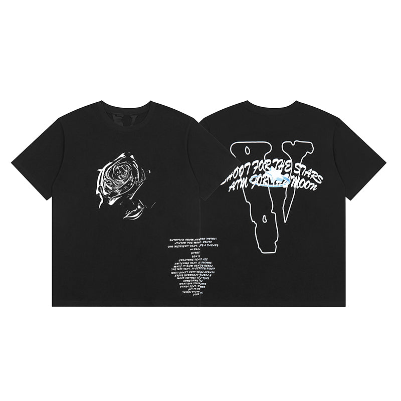 Black t-shirt featuring unique Pop Smoke graphics and a trendy fit for casual wear.