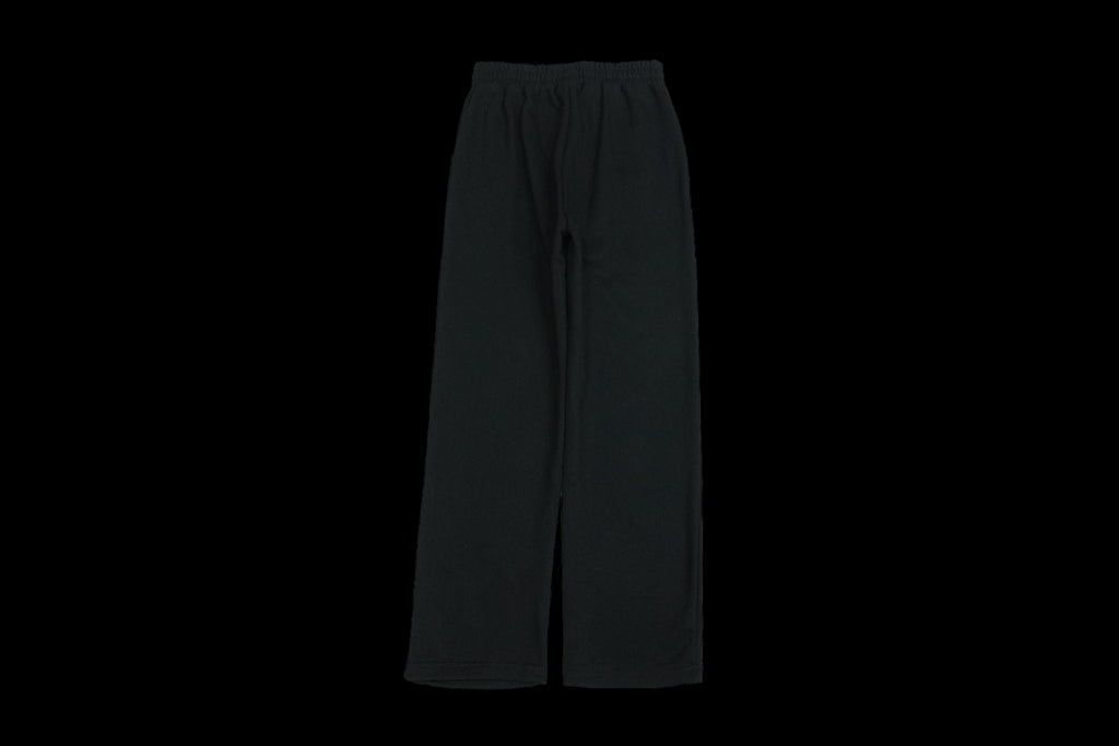Black wide-leg sweatpants with an elastic waistband.