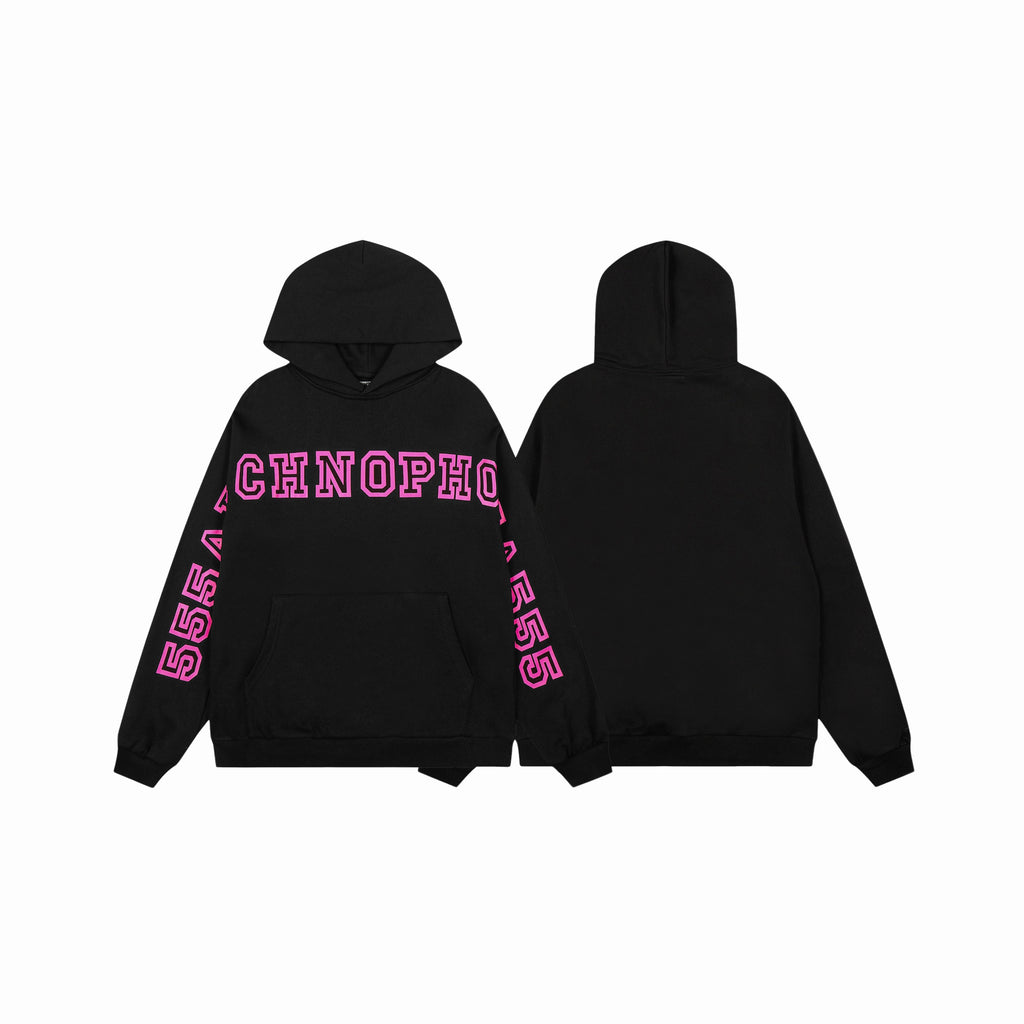 SP5DER PINK BLACK 555ARACHNOPHOBIA HOODIE - PASTFRWRD