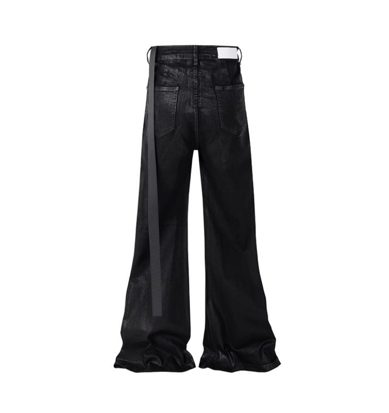 PASTFRWRD ALL BLACK DARK BRUSH WAX COATED DENIMS- - PASTFRWRD