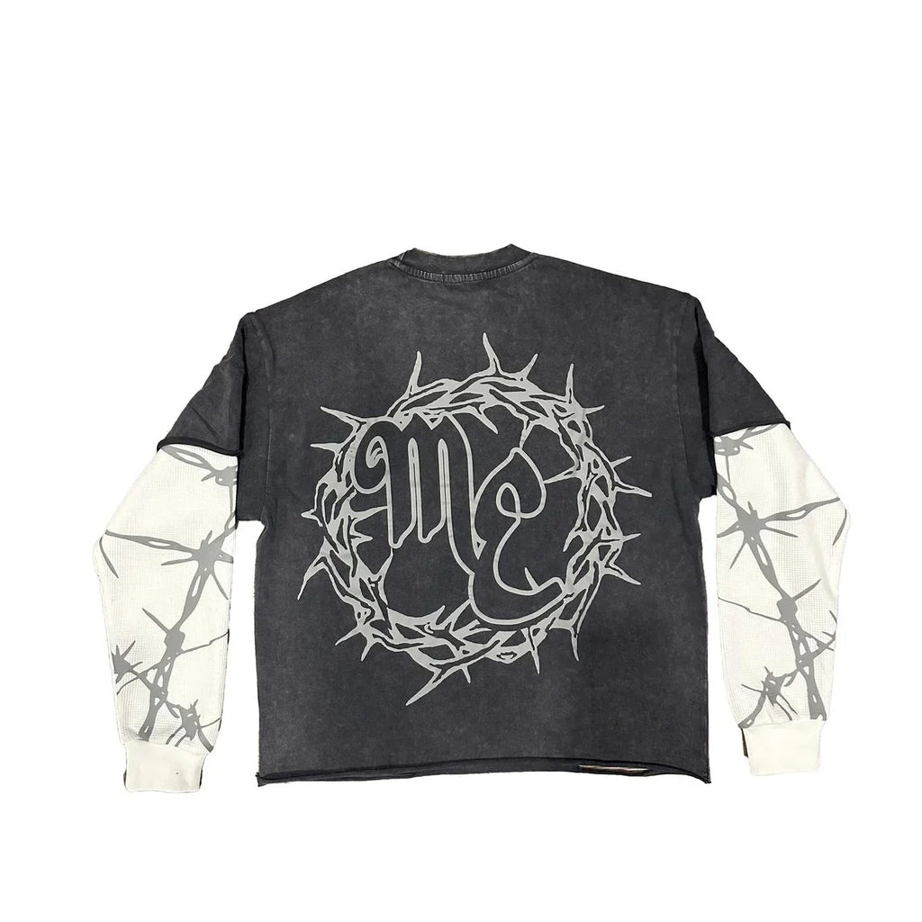 mixed emotions barbed wire 2-layer t shirt - PASTFRWRD