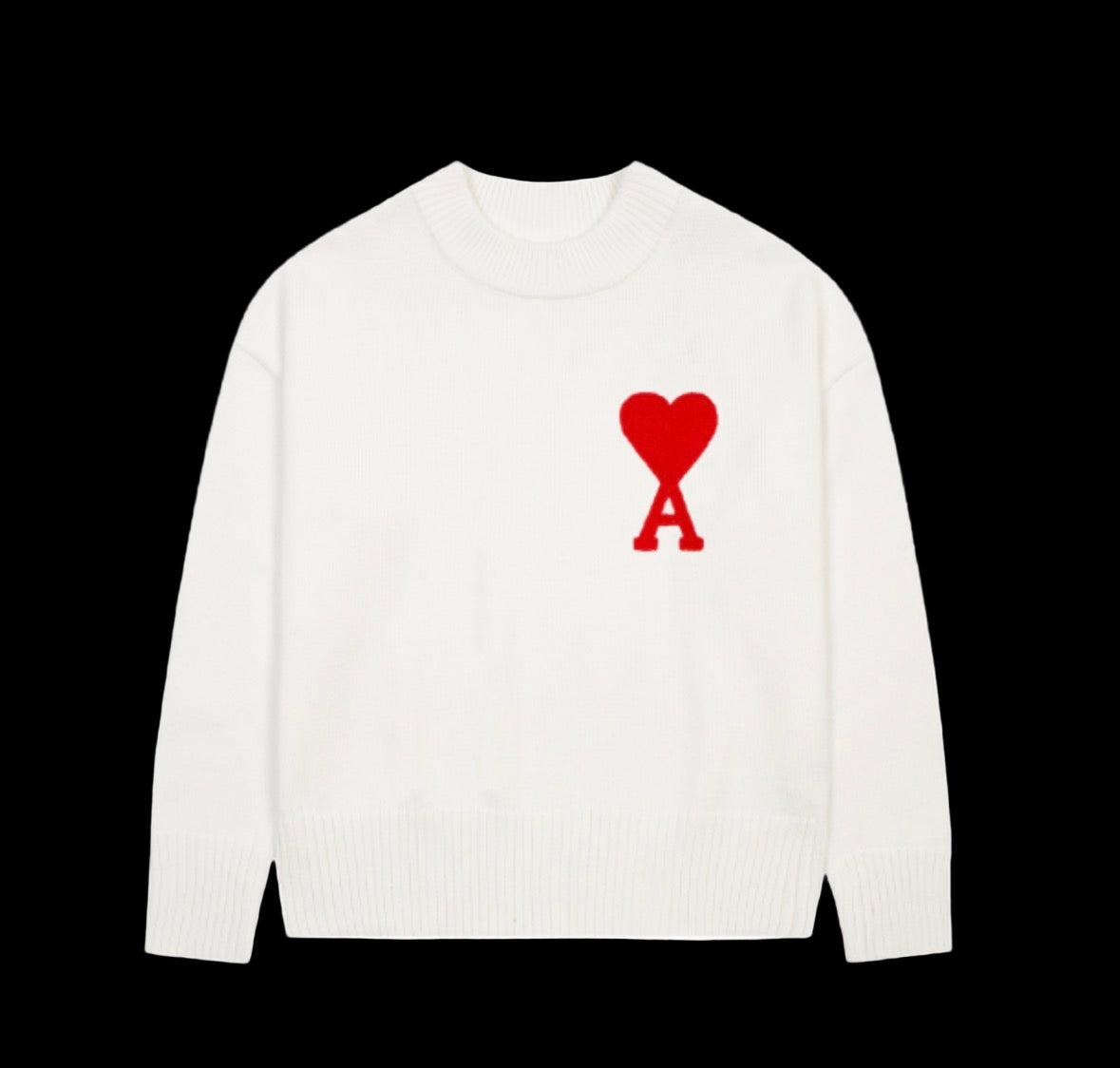 Ami Paris sweater in heavyweight cotton with ribbed crewneck and faded vintage wash design