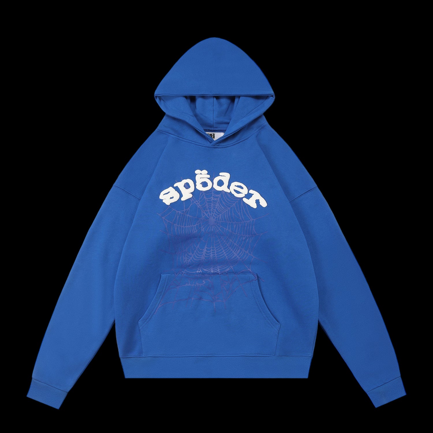 Cozy Sp5der hoodie with ribbed crewneck and short sleeves, available in 26 colors.