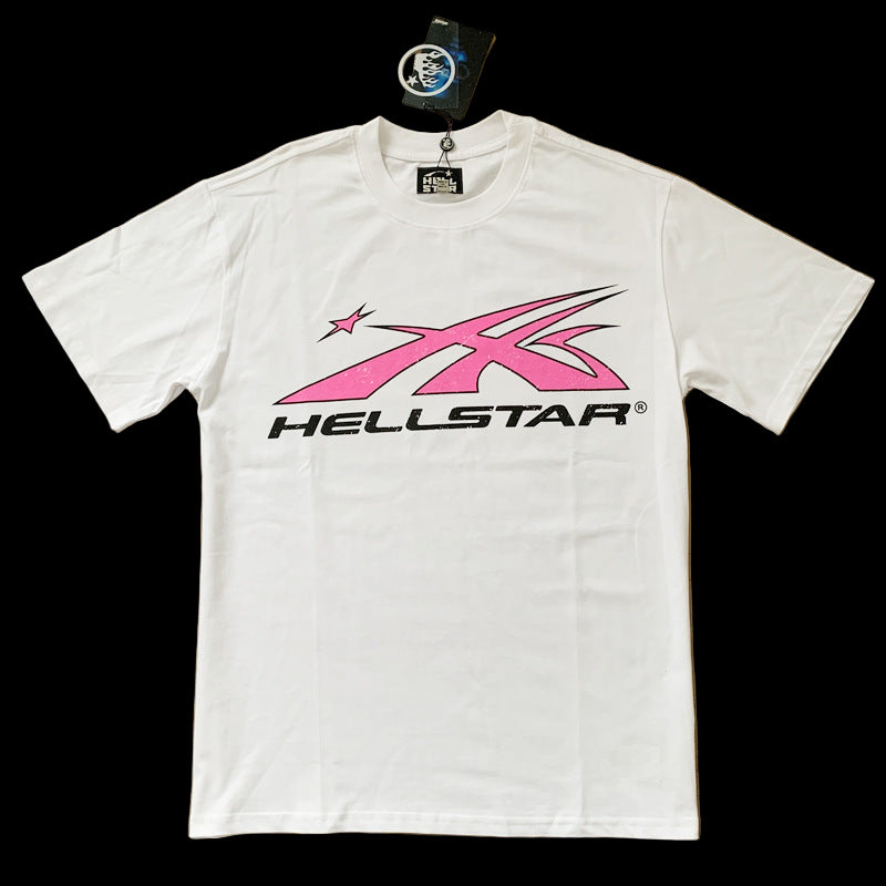 Hellstar T-shirt in faded vintage wash with ribbed crewneck and short sleeves in various colors
