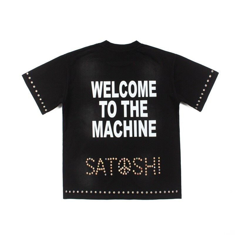 SATOSHI NAKAMOTO WELCOME TO THE MACHINE T-SHIRT - PASTFRWRD