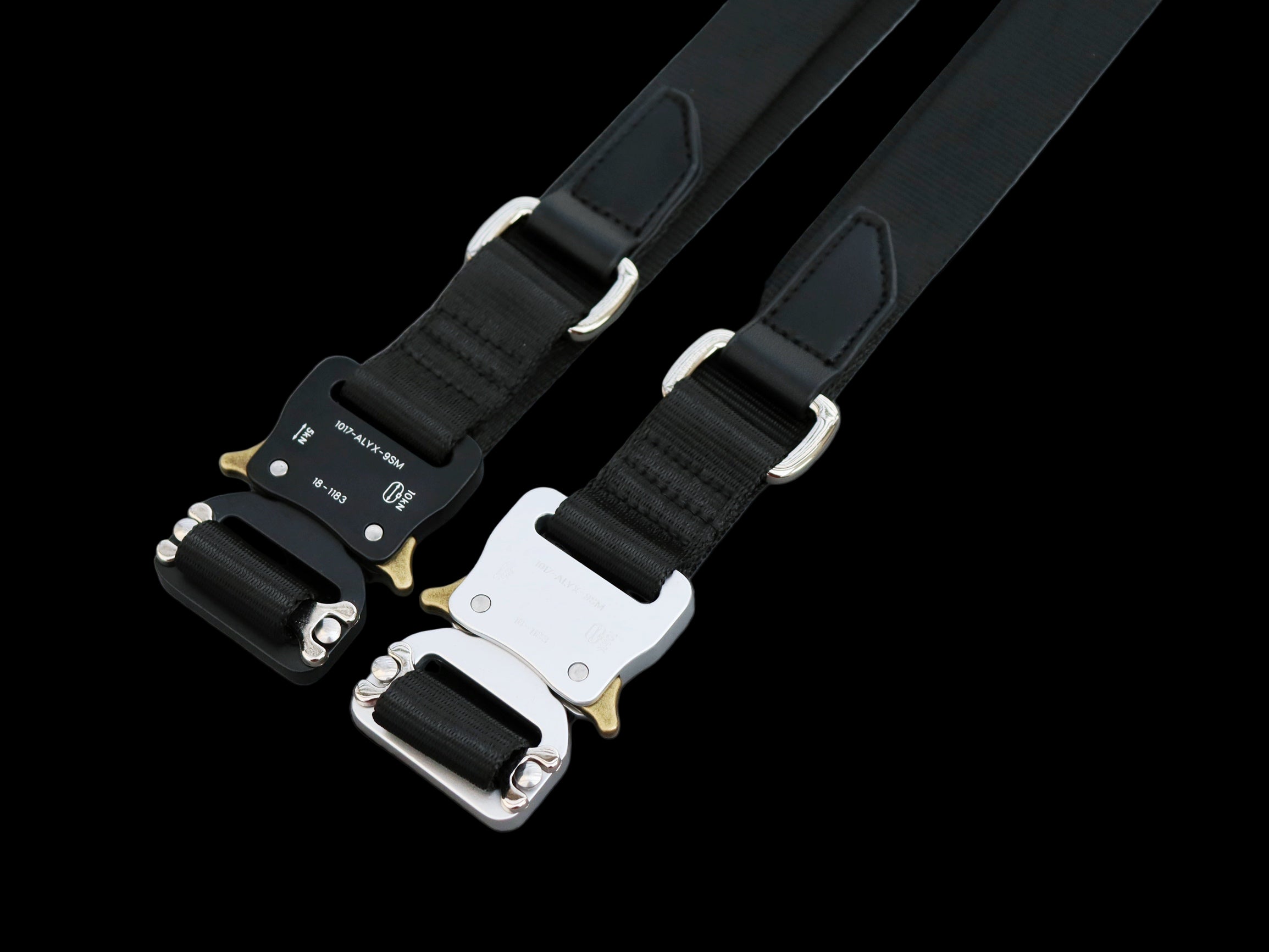 Black Alyx belt with metal buckle and sleek, modern design for casual or formal wear