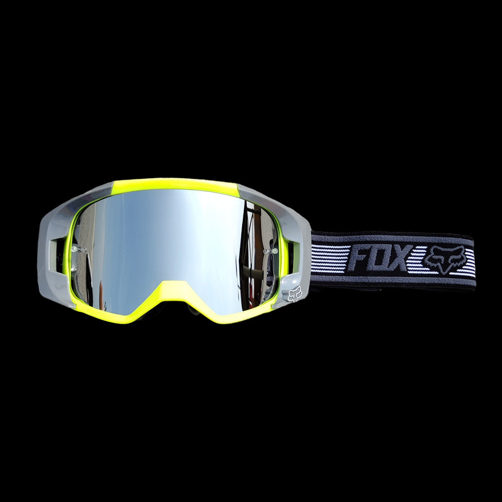 Lightweight FOX Racing Goggles with anti-fog lens and adjustable strap for secure fit.
