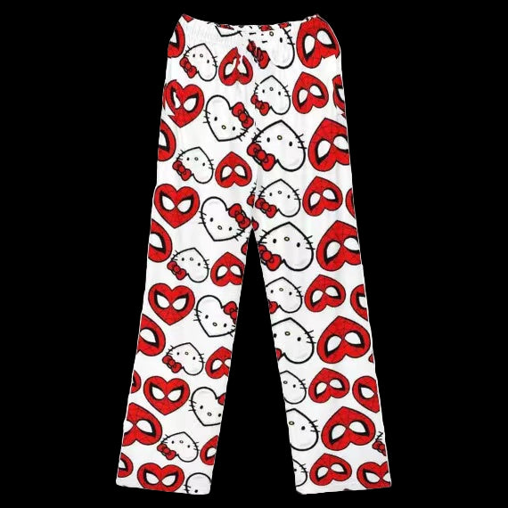 Hello Kitty pajamas with vintage faded wash, ribbed crewneck, and short sleeves in heavyweight cotton