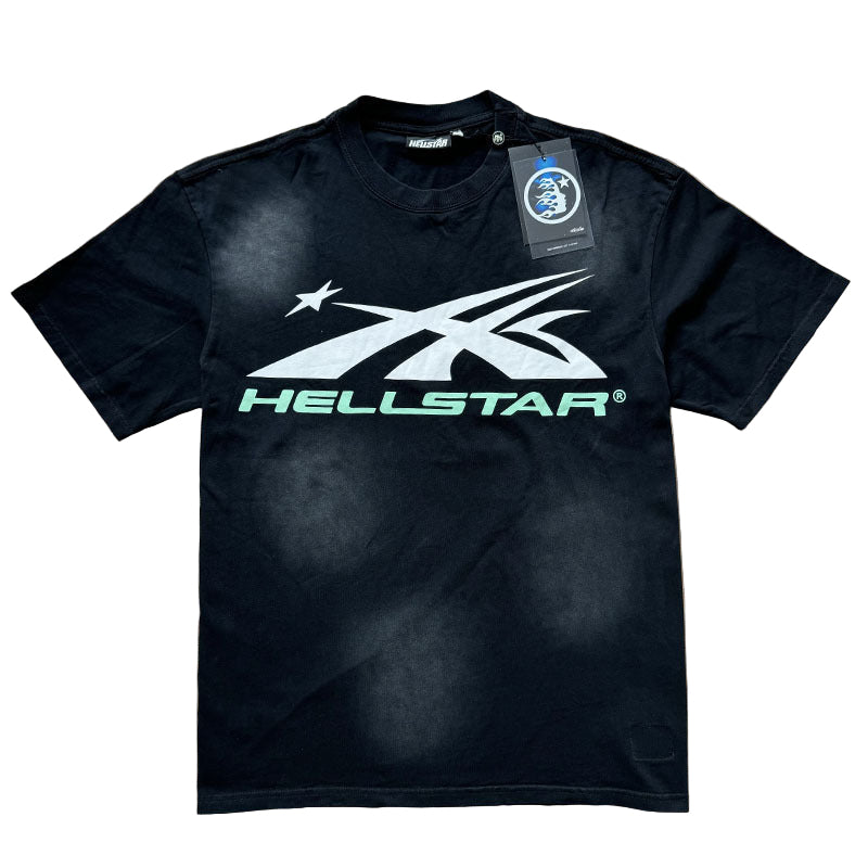 Hellstar T-shirt in faded vintage wash with ribbed crewneck and short sleeves in multiple colors