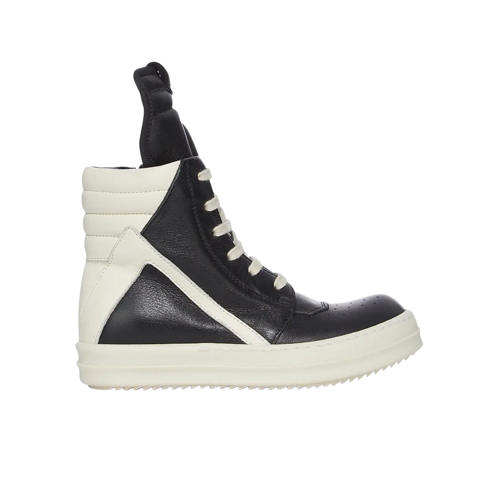 RICK OWENS MEGA BUMPER GEOBASKETS CLASSIC BLACK AND WHITE - PASTFRWRD