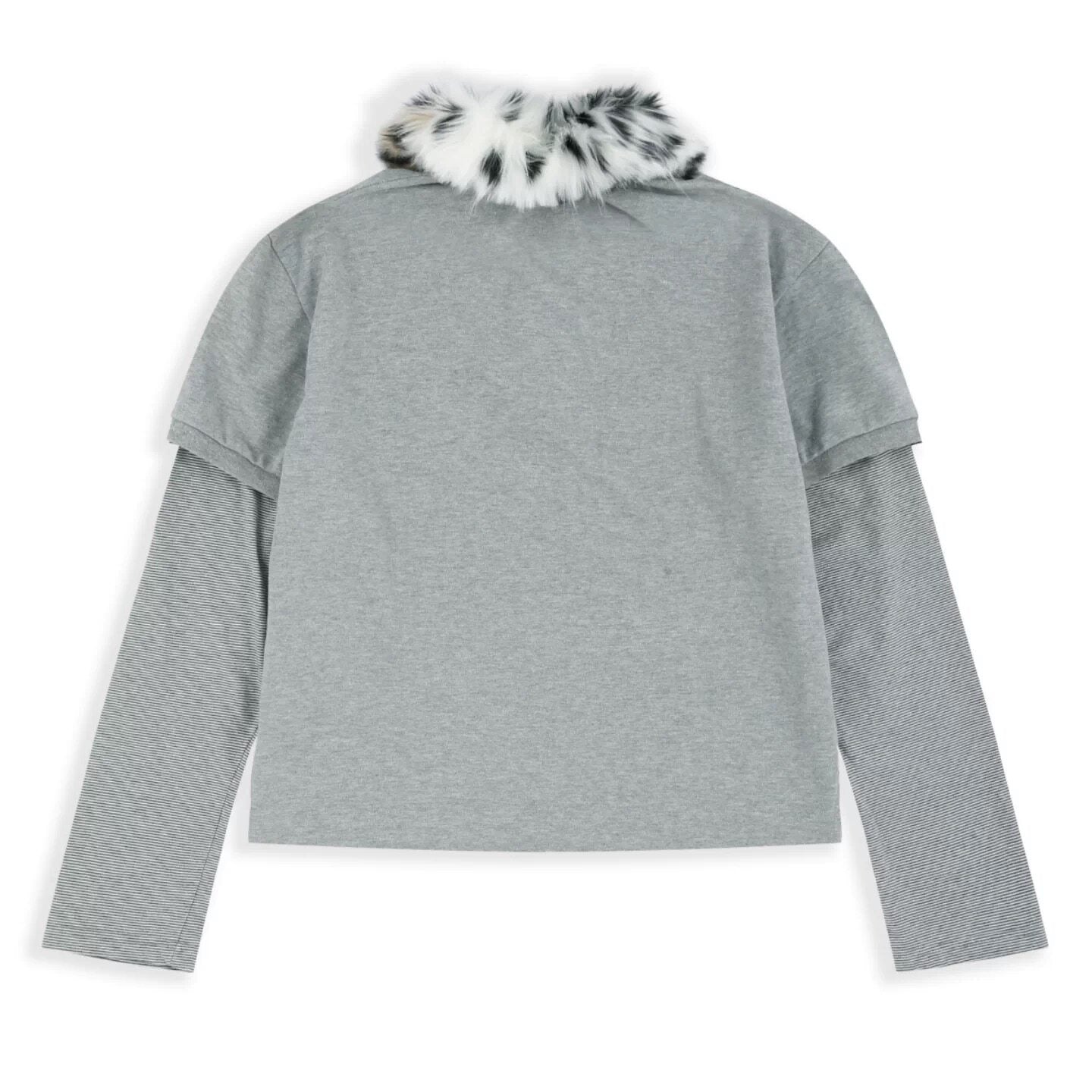 Protocol Index Fur Collar Long-Sleeve Polo T-Shirt