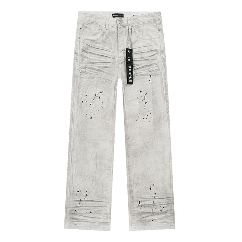 PURPLE PAIN SPLATTERED DENIMS - PASTFRWRD