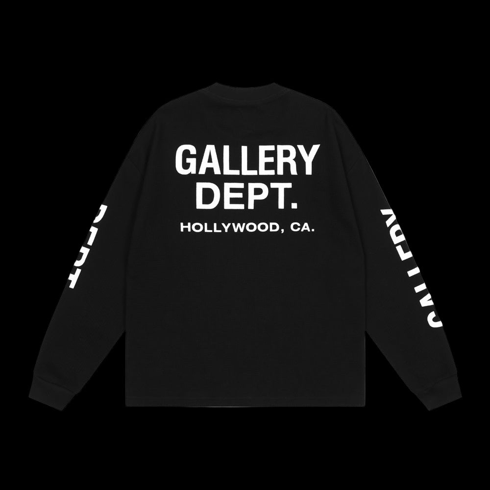 Gallery Dept thermal knit shirt with ribbed crewneck, short sleeves, and faded vintage wash.